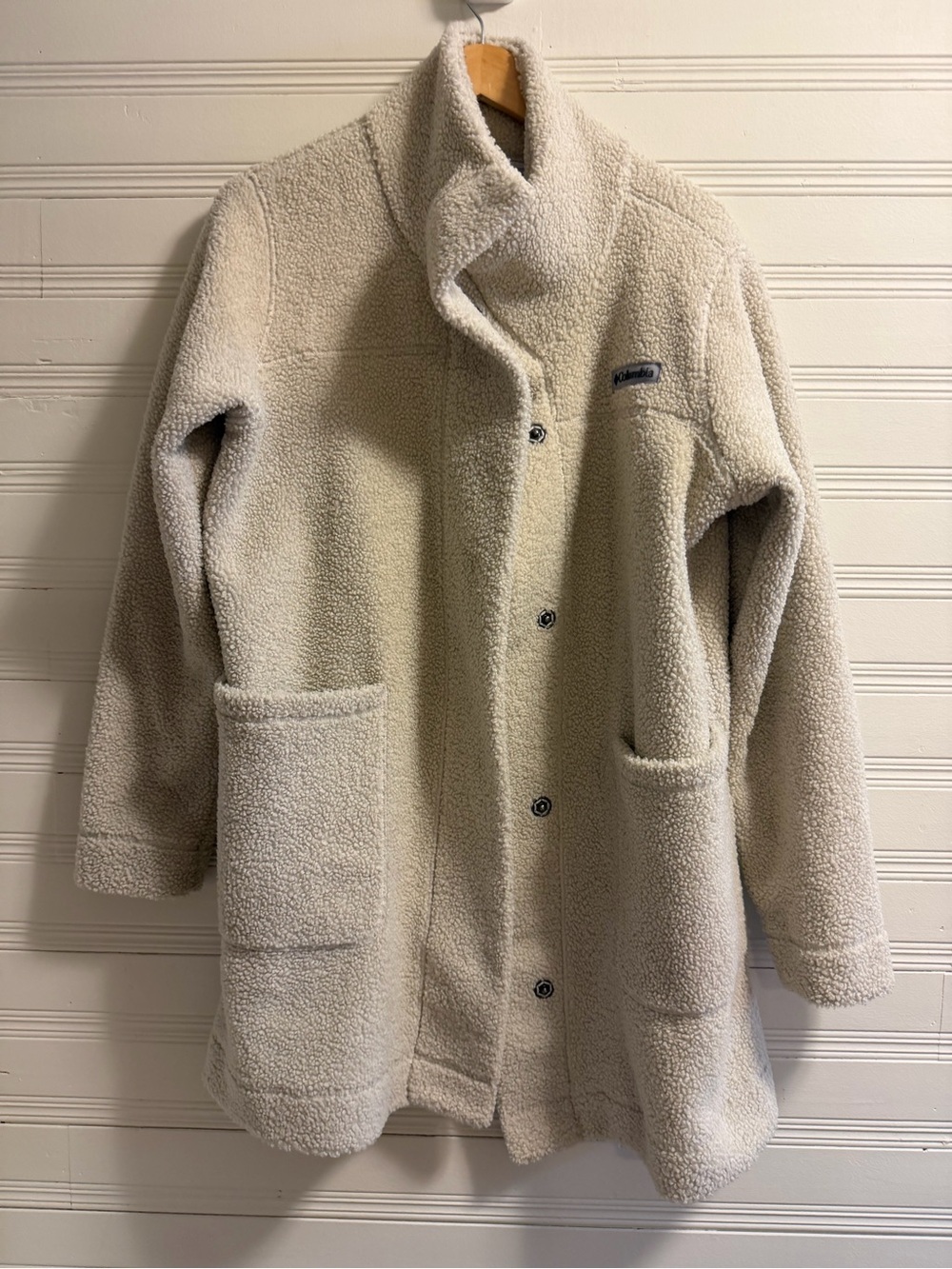 Columbia Panorama Long Jacket Sherpa Teddy Fleece Coat Cream Women’s XL